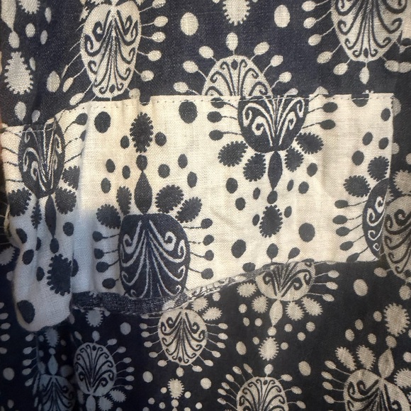 Sigrid Olsen 100% linen Blue and White 3/4 sleeve Tunic V Neck blouse medium - Picture 4 of 8